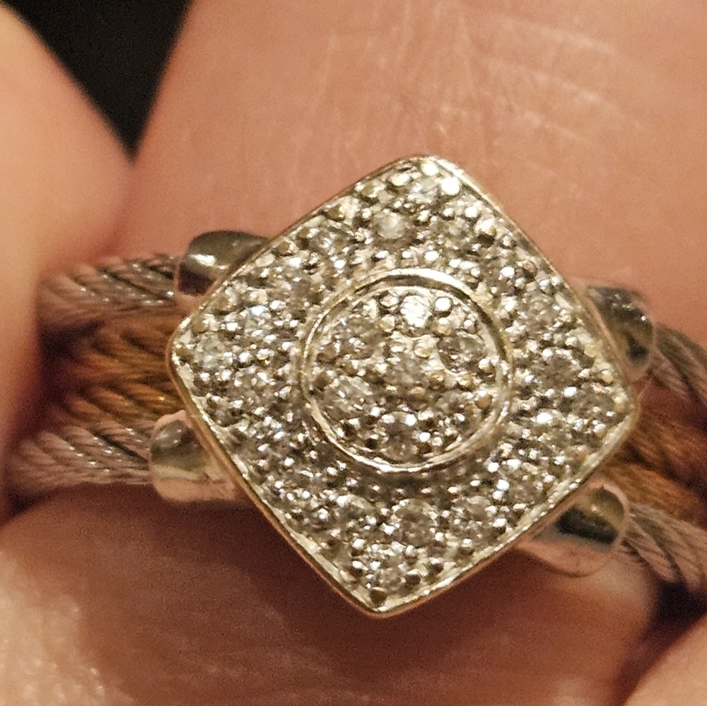 ALOR TWO TONE CABLE/18 KT  DIAMOND RING